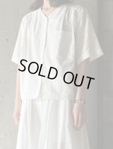 atelier naruse　コットンリネン〜mizutama〜Vネックブラウス【na-f02069】off white