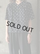 atelier naruse　コットンリネン〜mizutama〜Vネックブラウス【na-f02069】black