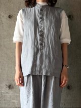 GALERIE TISSU　オーガニックリネンツイル ベスト【GT252VE005】サックス