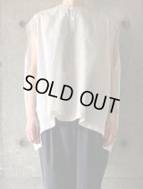  ◯ FIRMUM　1/80スターチコットン・ストライプローン オーバーベスト【LE_FR1205VT】LIGHT GREY × OFF WHITE