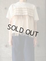 PARIS DE AOUNE　クラシック天竺チュールコンボ フリルPO【PA242CT003】シロ×ベージュ