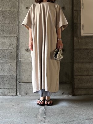 画像1: UNIVERSAL SEVEN　バスク天竺デザインスリーブOP【US202CT033】ベージュ