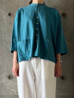 画像1: CLOSELY　stand-collar cardigan【CLO413】BGR(blue-green)