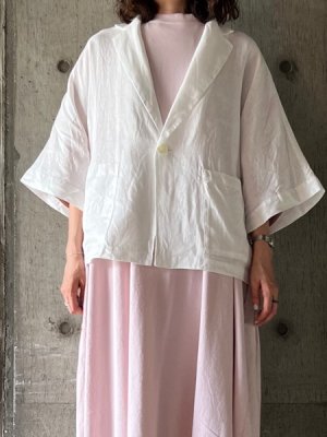 画像1: UNIVERSAL TISSU　フレンチリネン ドルマンスリーブシャツジャケット【UT251SH014】オフ