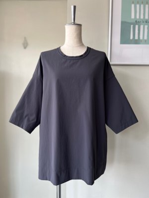 画像1: NO CONTROL AIR　ストレッチポリエステル・マットタイプライター 5分袖オーバーサイズシャツ【SN_NC0509PO】Dark Grey