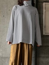 FIRMUM　キョウテン/微強撚綿天竺タートルネック長袖プルオーバー【SN_FR0908TN】WH BASE×BK BD