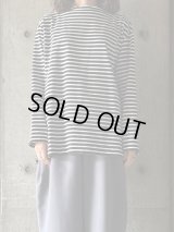 FIRMUM　キョウテン/微強撚綿天竺ボートネック長袖プルオーバー【SN_FR0907TN】BK BASE×WH BD