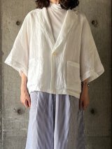 UNIVERSAL TISSU　フレンチリネン ドルマンスリーブシャツジャケット【UT251SH014】オフ