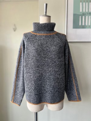 画像1: SNEEUW　ラインタートルニット【snw32-19】black