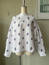 nooy　フラワースタンプブラウス【NSH25A01】purple
