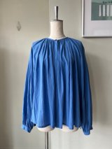 atelier naruse　コットンギャザーブラウス【na-h02083】sax blue