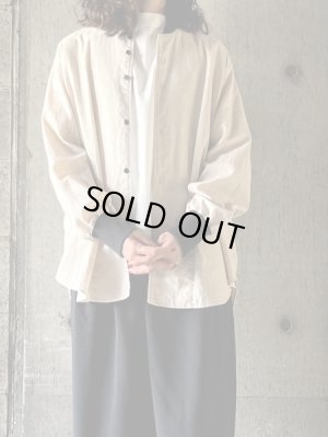 画像1: FIRMUM　コットン＆リネン・プレーンシーチング リブシャツ【SN_FR0102SF】NATURAL