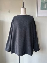 FIRMUM　ウール＆コットン・ツイルJQニット ボートネック長袖プルオーバー【SN_FR1301TF】DARK GREY MIX