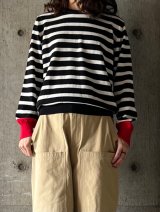 atelier naruse　コットンウールボーダーニット【nakt-43】black (×red)
