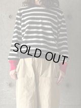 atelier naruse　コットンウールボーダーニット【nakt-43】black (×red)