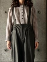 atelier naruse ウールストライプスモックブラウス【na-f02084】light gray
