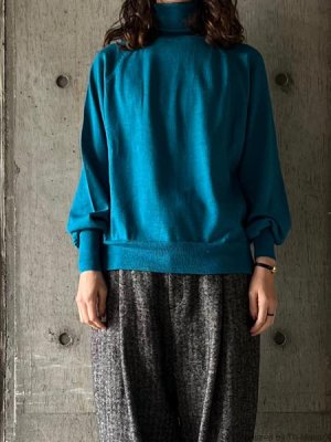 画像1: atelier naruse ウールタートルネックニット【nakt-47】aqua blue