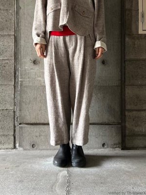 画像1: atelier naruse シェットランドウールリネンタックワイドパンツ【na-f05113】beige