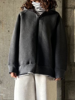 画像1: FIRMUM　コットン・アツカルダンボールニット ジップパーカー【SN_FR1103TF】DARK GREY TOP