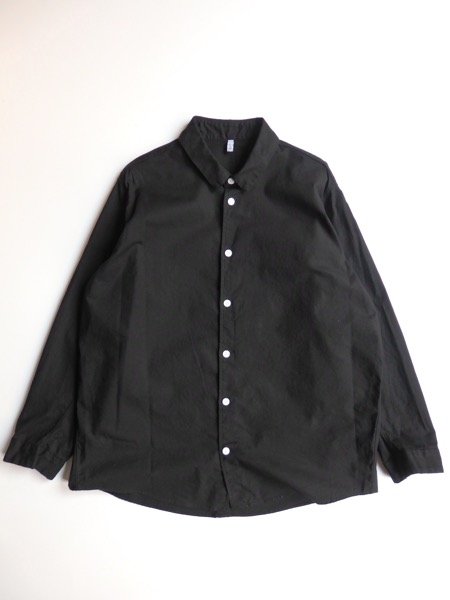 FIRMUM フィルマム / ラフコットンシーチング衿付きシャツ BLACK