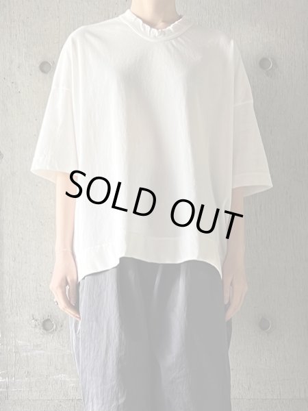 画像1: FIRMUM　強撚コットンヘビー天竺 オーバーサイズ6分袖プルオーバー【CA_FR1802T7】OFF WHITE (1)