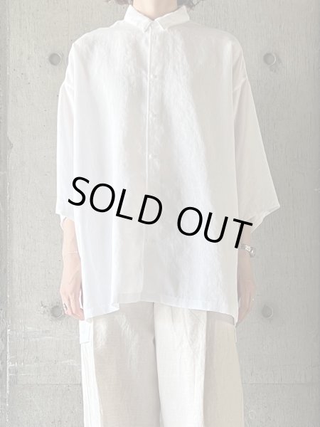 画像1: NO CONTROL AIR　スラブトリアセテート・ガーゼ台襟付きオーバーサイズシャツ【CA_NC1103S6】White (1)