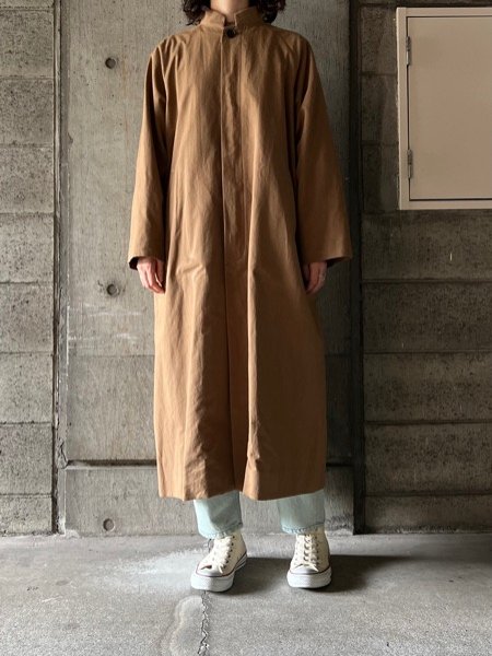 画像1: atelier naruse　コットンヘンプスタンドカラーコート【na-f04058】camel (1)