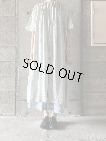 画像1: atelier naruse　リネンワイドギャザーワンピース【na-t03100】pale mint (1)