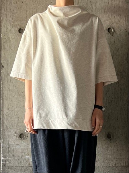 画像1: FIRMUM　微強撚綿天竺ボトルネック6分袖プルオーバー【LE_FR0903T6】OATMEAL (1)