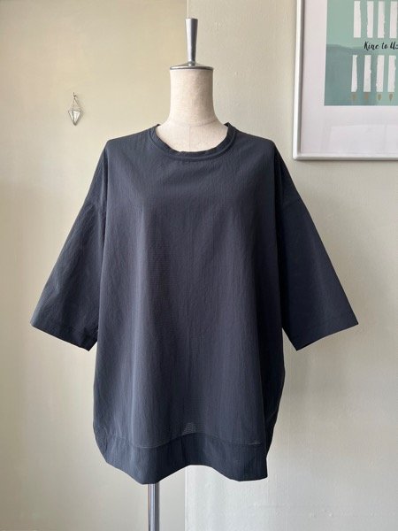 画像1: NO CONTROL AIR　エアベント・メッシュタフタ 5分袖オーバーサイズシャツ【LE_NC1003PO】Black (1)