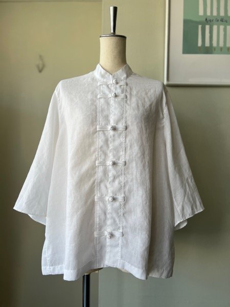 画像1:  NO CONTROL AIR　スラブトリアセテート・ガーゼ チャイナシャツ【LE_NC1109S6】White (1)