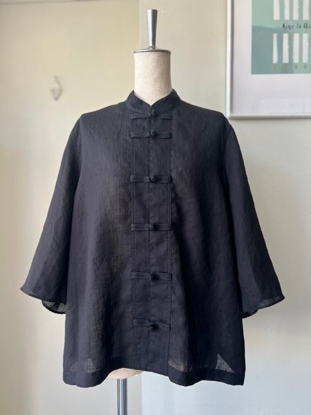画像1:  NO CONTROL AIR　スラブトリアセテート・ガーゼ チャイナシャツ【LE_NC1109S6】Black (1)