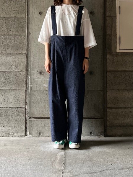 画像1: FIRMUM　ストライプシアサッカー チムニーパンツ【LE_FR1405PF】NAVY (1)