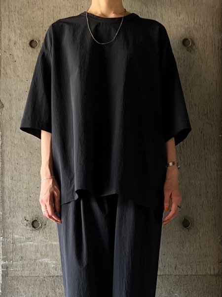 画像1: NO CONTROL AIR　エアベント・メッシュタフタ 5分袖オーバーサイズシャツ【LE_NC1003PO】Black (1)