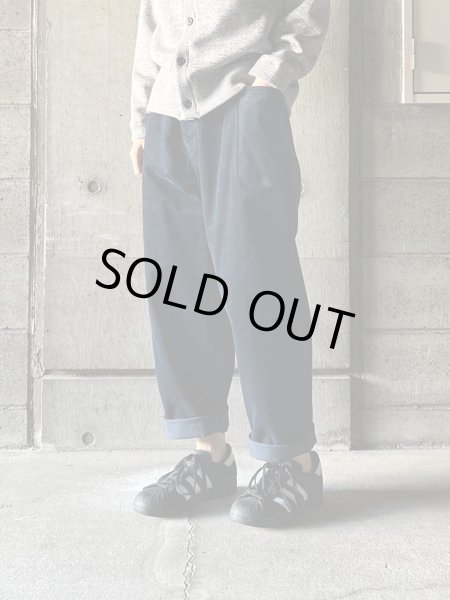 画像1: atelier naruse　コットンコーデュロイパンツ【na-t05100】navy (1)